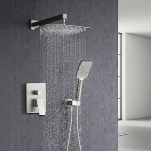 Oval Single-Handle 1-Spray Pressure Balance Shower Faucet with Shower Head in Brushed Nickel (Valve Included)