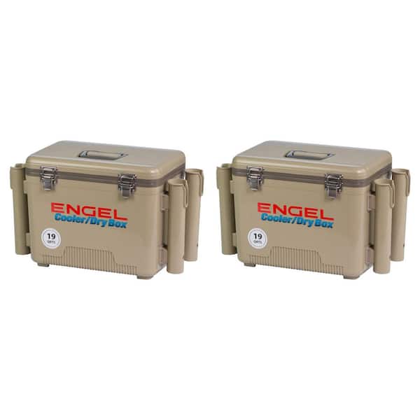 Engel 19 qt. Fishing Rod Holder Insulated Cooler Case, Tan (2-Pack)