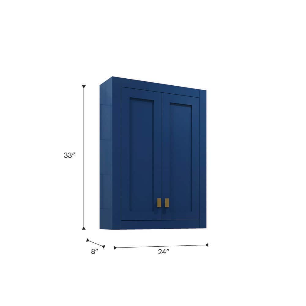 Madison 33" Blue Solid Hardwood Medicine Cabinet with Chrome Hardware