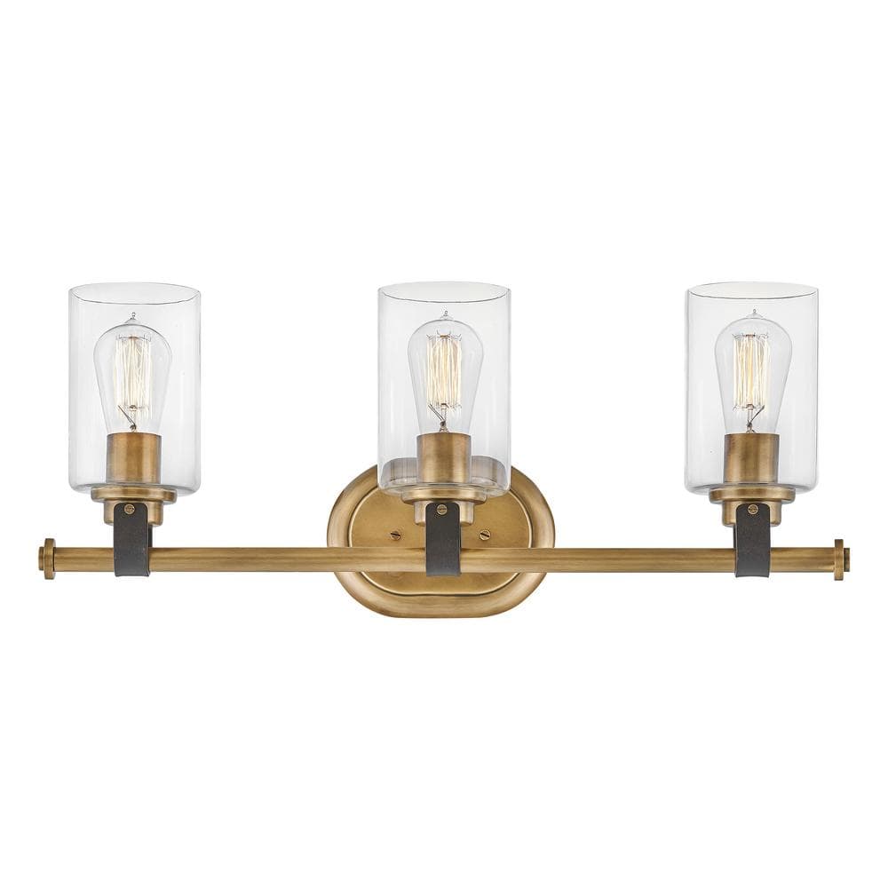 Heritage Brass 3-Light Vanity Light with Clear Glass Shades