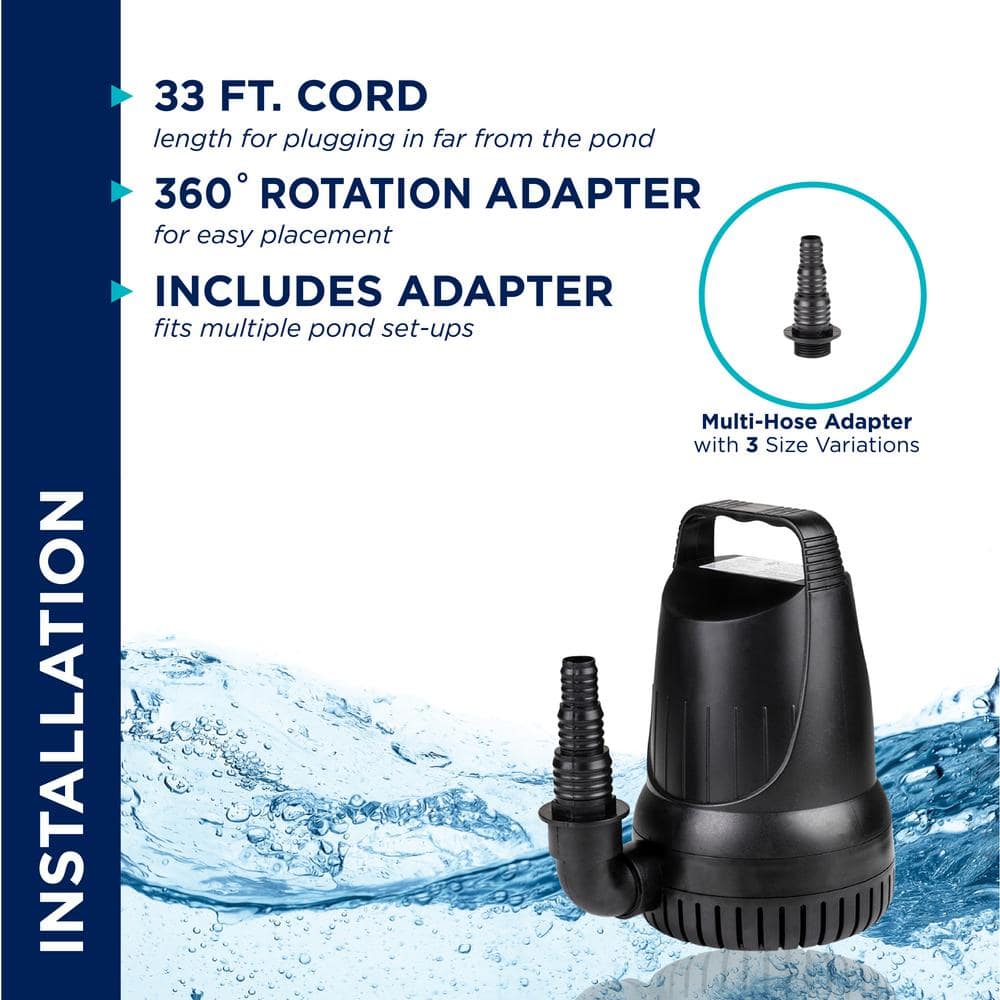 Alpine Black Heavy-Duty Submersible Pond Pump 3100 GPH