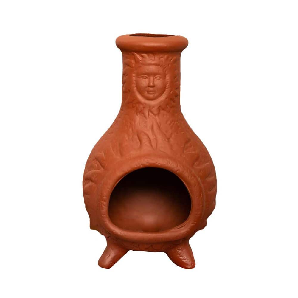 Afoxsos Terracotta Sun Face Mini Chiminea Incense Burner for Sage