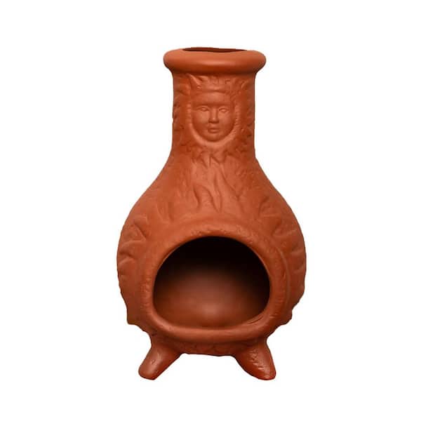 Afoxsos Terracotta Sun Face Mini Chiminea Incense Burner for Sage and Copal - Meditation Gift