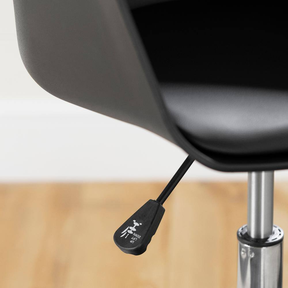 Black and Chrome Metal Swivel Task Chair with Fixed Arms