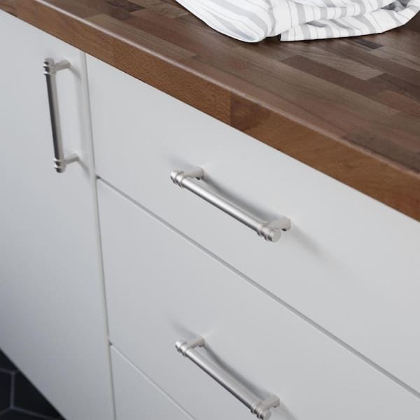 Classic Ringed 5-1/16 in. (128 mm) Classic Satin Nickel Cabinet Drawer Pull