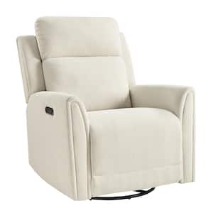 Arnold White Contemporary Swivel and Rocker Power Recliner with Adjustable Headrest and Built-in USB Port