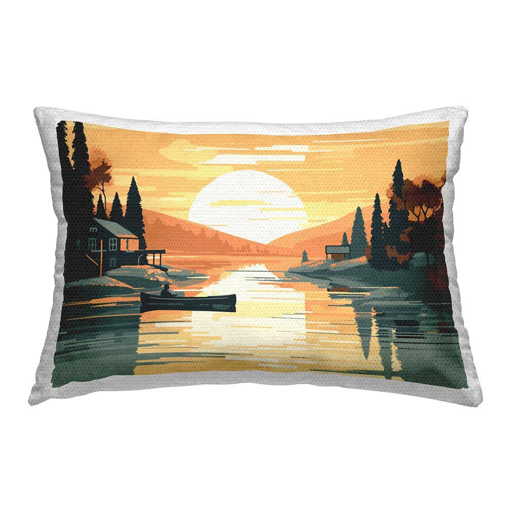 Canoe and Lake Sunset Yellow Rectangular Outdoor Throw Pillow price history on PriceWatchPro
