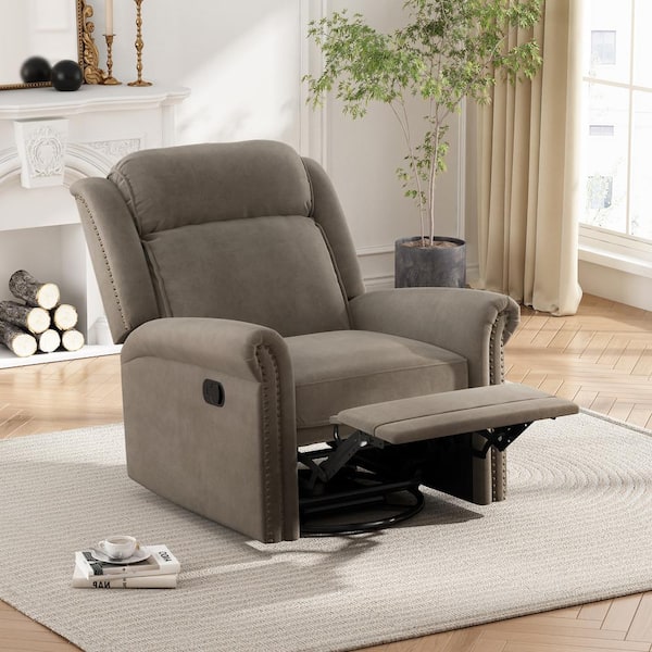 Marloo Modern Grey Velvet Upholstery Push Back Recliner