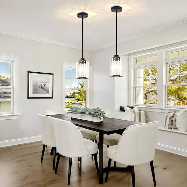 ZSMIHDOH 1-Light Black Modern Crystal Hexagonal Pendant Light for
