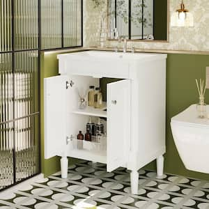 24'' x 6.61 " White Bathroom Vanity with Top Sink 2-Tier Modern Bathroom Storage Cabinet Single Sink Bathroom Vanity