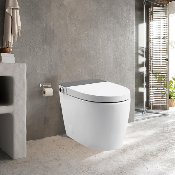 HOMEMYSTIQUE Intelligent Bidet Toilet with Auto Flush, Heated Seat, White