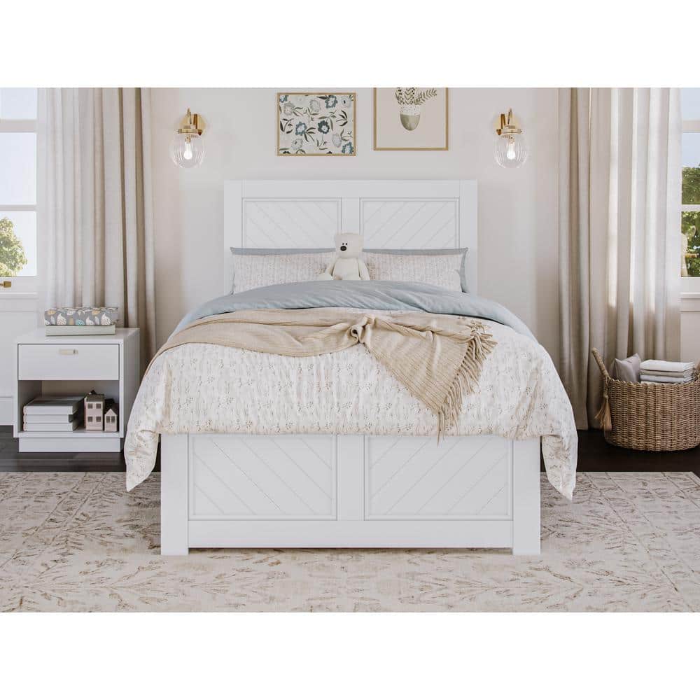 AFI Canyon White Solid Wood Twin Platform Bed with Matching Footboard AR9526002 The Home Depot