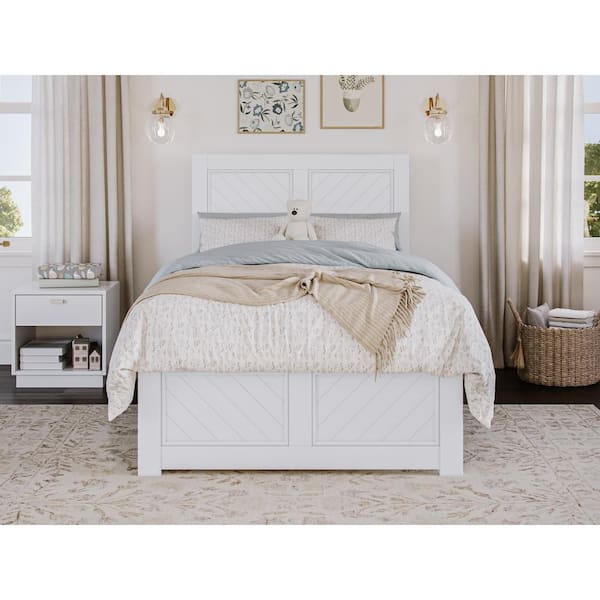 AFI Canyon White Solid Wood Twin Platform Bed with Matching Footboard ...