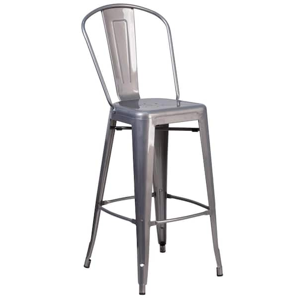 Flash Furniture 30.5 in. Clear Coated Metal Bar Stool