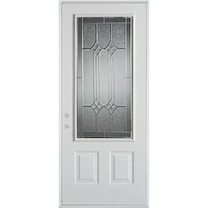 32 in. x 80 in. Orleans Zinc 3/4 Lite 2-Panel Painted White Right-Hand Inswing Steel Prehung Front Door