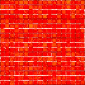 Skosh Glossy Red-Orange 11.6 in. x 11.6 in. Glass Mosaic Wall and Floor Tile (18.69 sq. ft./case) (20-pack)