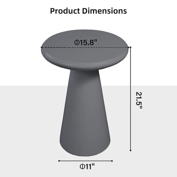 16 in. Mgo Concrete Mushroom-shaped Outdoor Side Table in Dark Gary