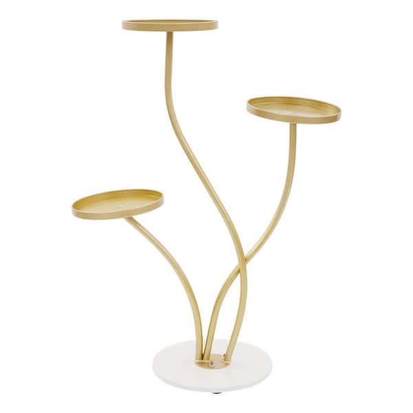 37.4 in. H Modern 3-Tire Stylish Round Metal Indoor Plant Stand