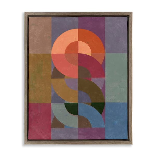 Stupell Industries Retro Interlocking Circles by Victoria Barnes Brown Floater Frame Abstract Graphic Art Print 21 in. x 17 in.