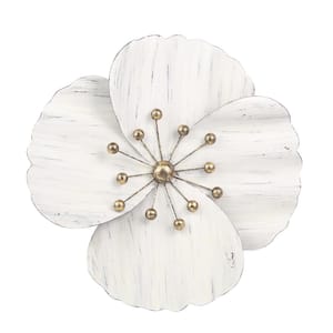 18 in. White Metal Wall Flower