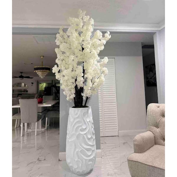 White 6.5 ft. Artificial Cherry Blossom Tree TG26D8T1W - The Home