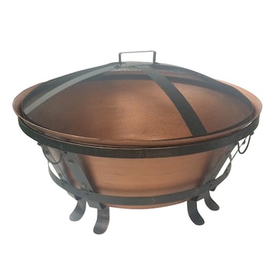 Hampton Bay Piedmont 30 in. Steel Fire Pit in Black with ...