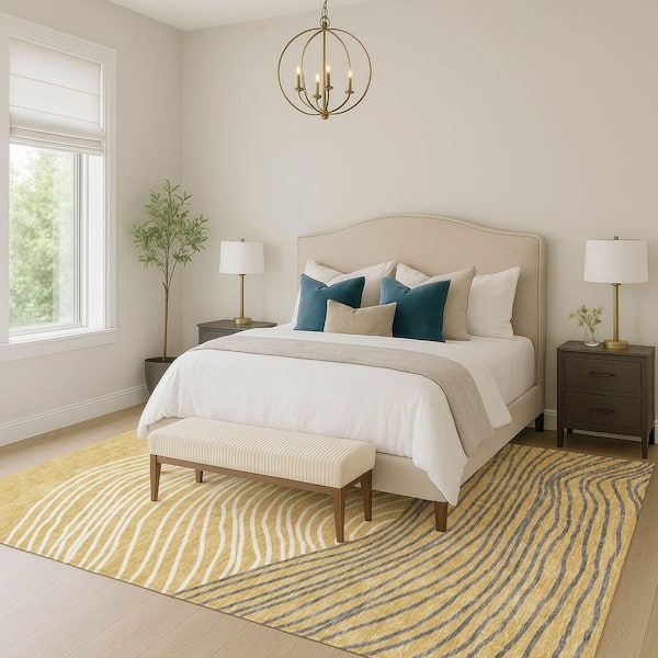 Chantille Machine Washable Indoor/Outdoor Abstract ACN2350 Gold 10 ft. x 14 ft. Area Rug