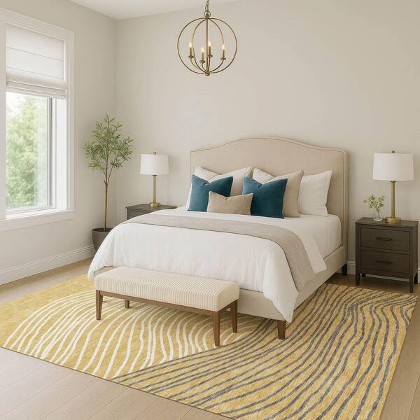 Chantille Machine Washable Indoor/Outdoor Abstract ACN2350 Gold 3 ft. x 5 ft. Area Rug