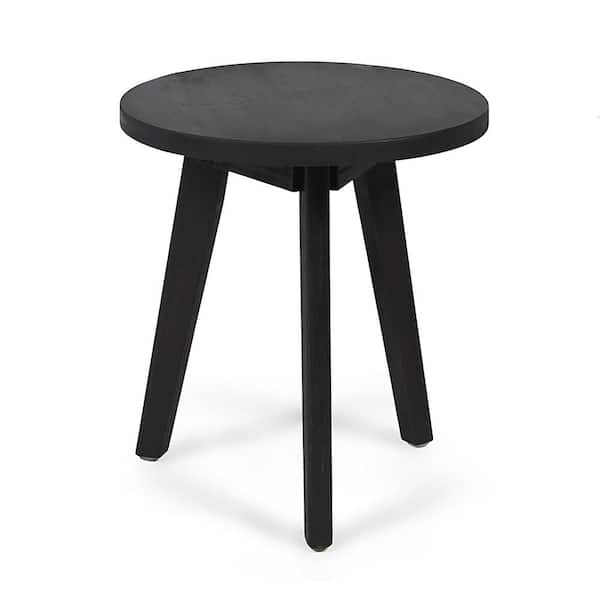 Unbranded Dark Grey 15.8 in. Round Outdoor Acacia Wood End Table Marina Side Table Coffee Table for Patio, Garden
