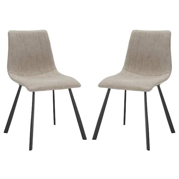 SAFAVIEH Pryer Stone/Black 18.5 in. Iron Dining Chair Set of 2