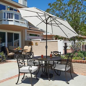 9 ft. Aluminum Market Auto Tilt Crank Lift Bronze Patio Umbrella in Black Pacifica