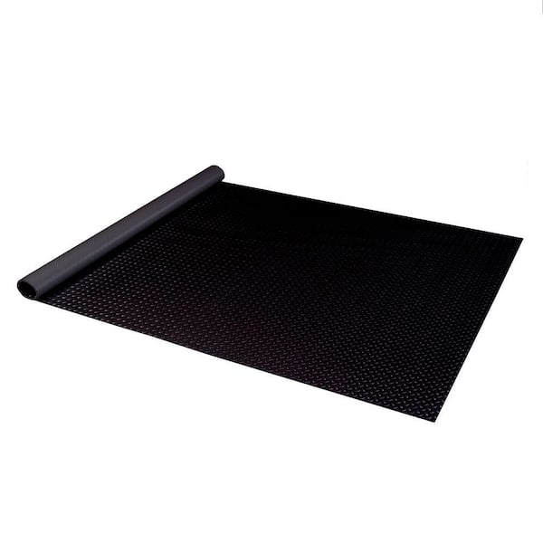 Textured Slip Resistant Diamond Plate 2 ft. x 2.5 ft. Black Vinyl Garage Flooring Roll Door Mat, 23 sizes available