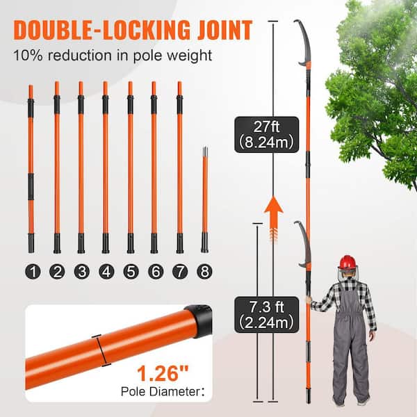 7-30 Ft Telescopic Pole Saw With Utility Hook - Manual Tree Trimmer For High Branches