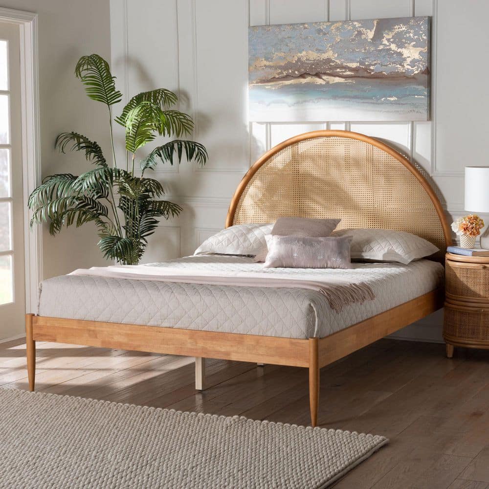 Baxton Studio Wrenley Oak Brown Wood Frame Queen Platform Bed 257