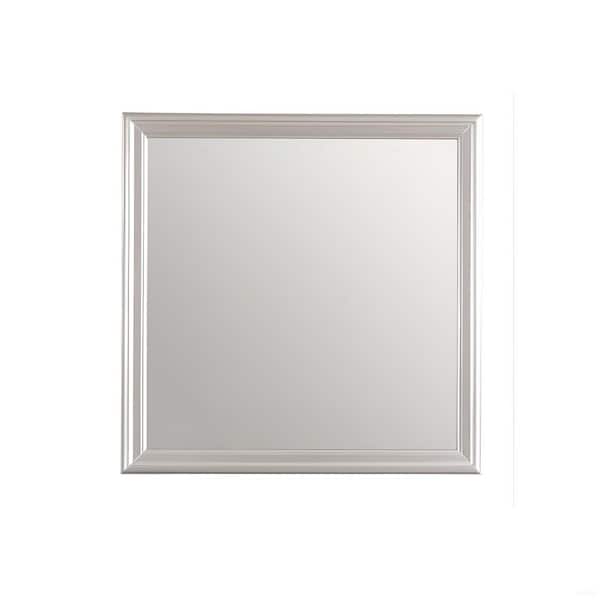 38 in. W x 38 in. H Square Framed Wall Bathroom Vanity Mirror in Silver Champagne