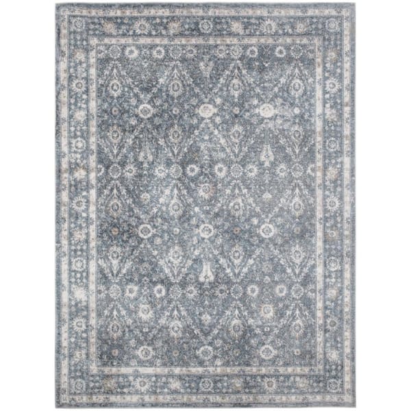 Nourison Astra Machine Washable Dark Blue 5 ft. x 7 ft. Distressed Traditional Area Rug