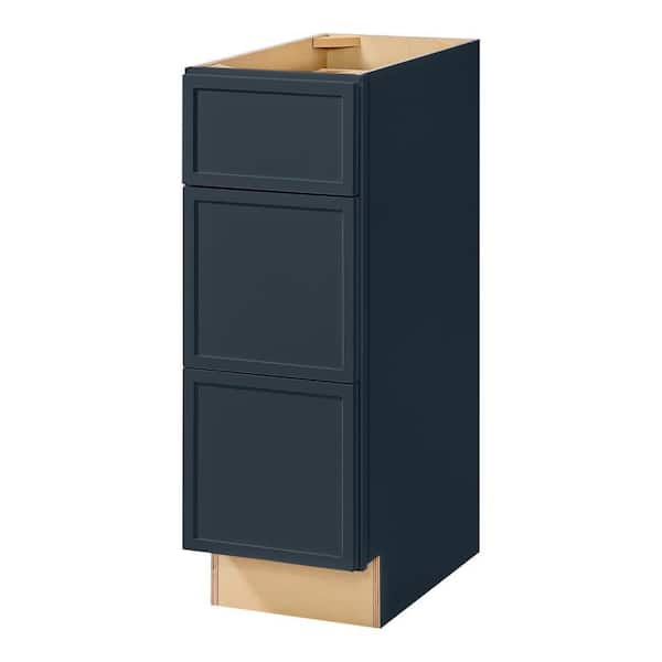 Leyton 12 in. W x 21 in. D x 34.5 in. H Ready to Assemble Plywood Slim Shaker Bath Drawer Base Cabinet in Ink Blue