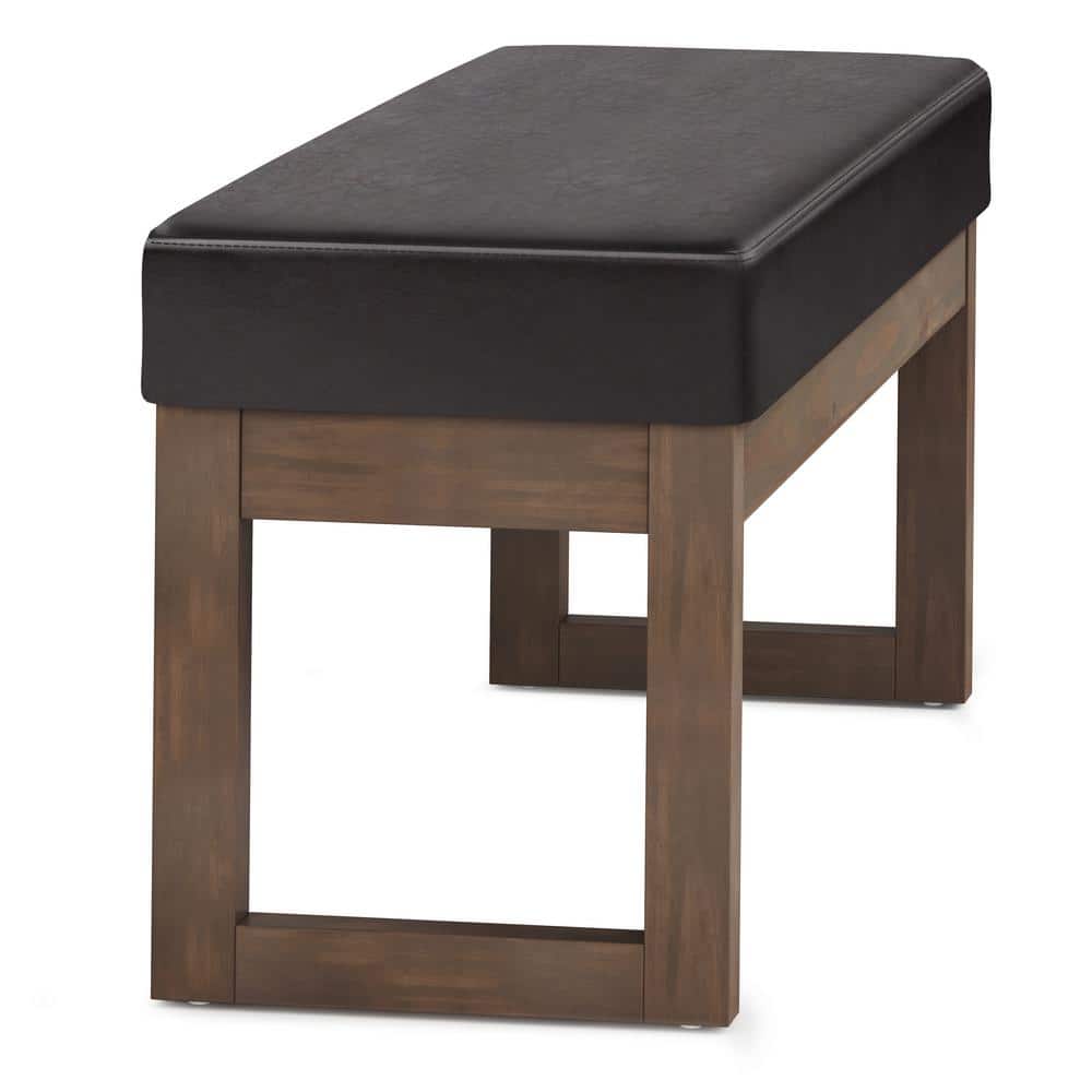 Milltown Tanners Brown Faux Leather Narrow Profile Ottoman