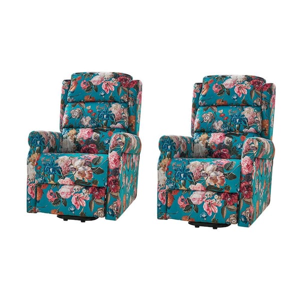 JAYDEN CREATION Flamin Blue Lift Assist Power Recliner Set of 2 with 1-Side Pocket