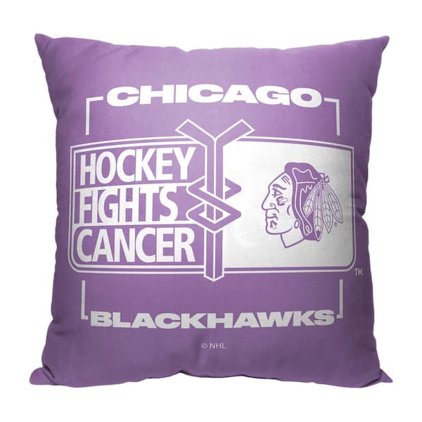 THE NORTHWEST GROUP Hockey Fights Cancer Fight for Blackhawks Printed Multicolor 18 in x 18 in Throw Pillow