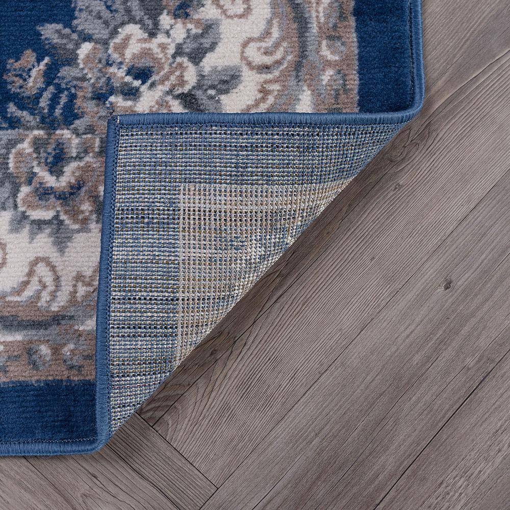 Hampton Collection Navy Blue Aubusson Design 2' x 3' Synthetic Area Rug