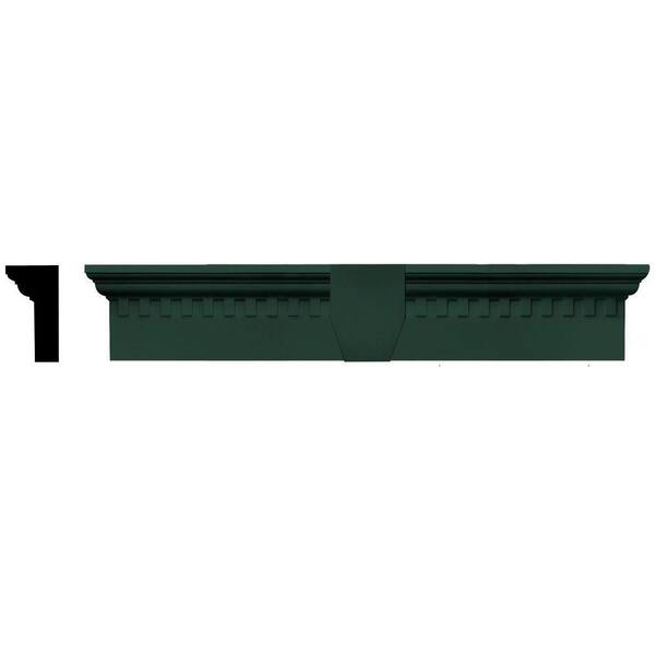 Builders Edge 2-5/8 in. x 6 in. x 33-5/8 in. Composite Classic Dentil Window Header with Keystone in 122 Midnight Green