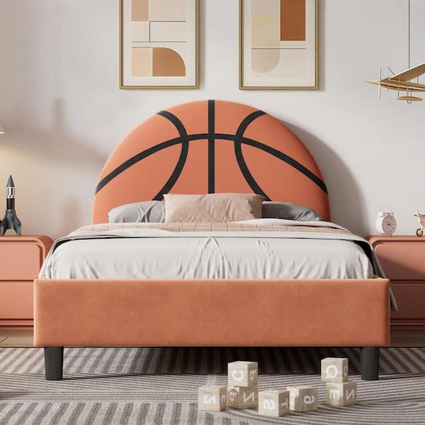 Orange Wood Frame Twin Size Platform Bed