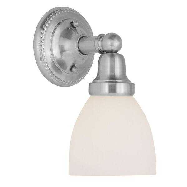 Livex Lighting Providence 1-Light Brushed Nickel Bath Vanity Light with Satin Glass