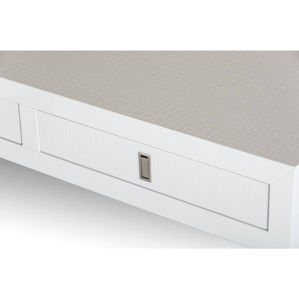 White MDF and Steel Desk with Three Drawers