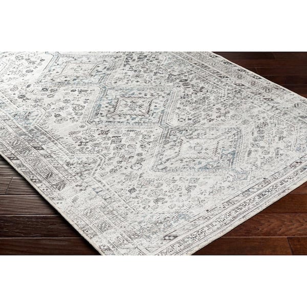 Benali Light Gray 9 ft. x 12 ft. Medallion Machine-Washable Indoor Area Rug