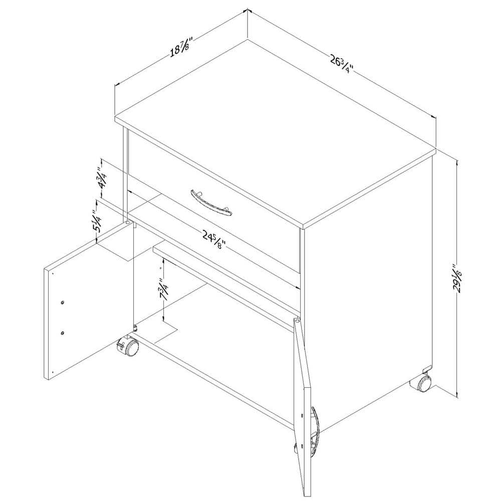 Chocolate Wood Mobile Printer Stand with Storage and Wheels
