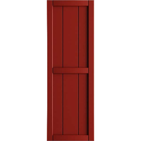 Ekena Millwork 10-3/4 in. x 56 in. True Fit PVC 2-Board Framed Board and Batten Shutters in Fire Red (Per Pair)