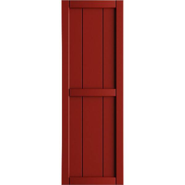 Ekena Millwork 16-1/8 in. x 77 in. True Fit PVC 3-Board Framed Board and Batten Shutters in Fire Red (Per Pair)