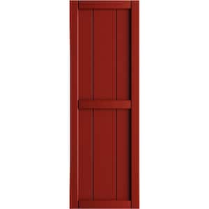 21-1/2 in. x 61 in. True Fit PVC 4-Board Framed Board and Batten Shutters in Fire Red (Per Pair)